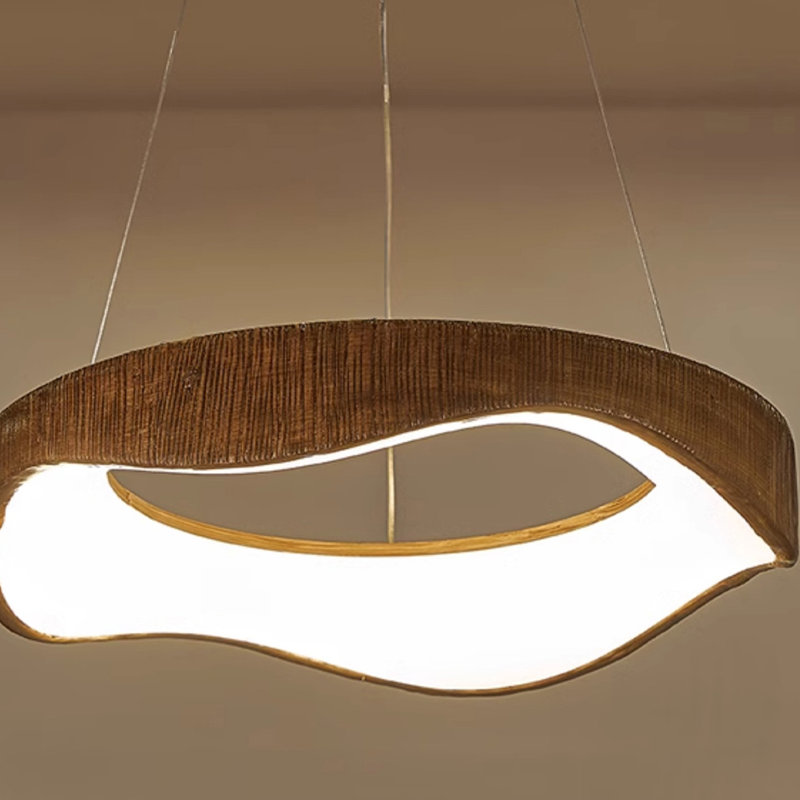 Lustre rond ondulé imitation bois Wabi-Sabi, H 2,76 po x l 20,47 po x P 20,47 po