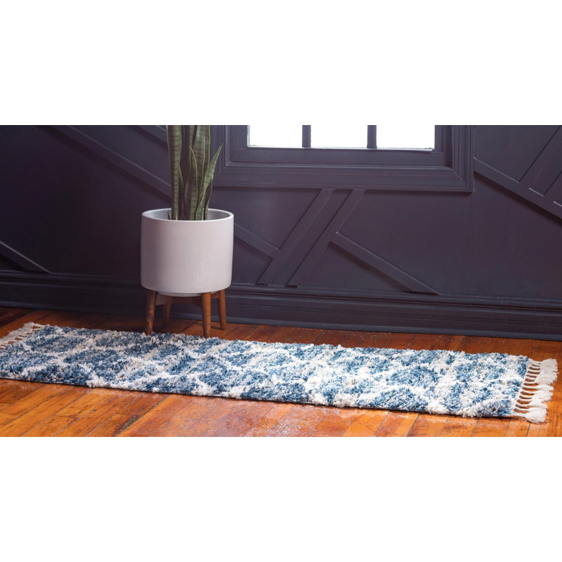 Burriss Geometric Shag Area Rug, Runner 79 x 249cm