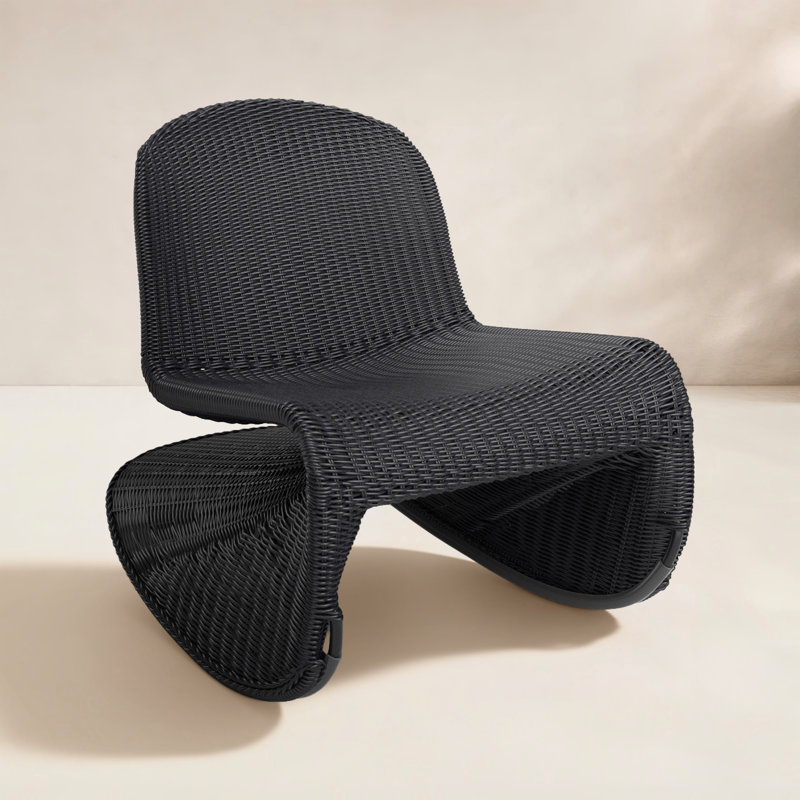 Daughtery Wicker Outdoor Armless Lounge Chair, Vintage Coal