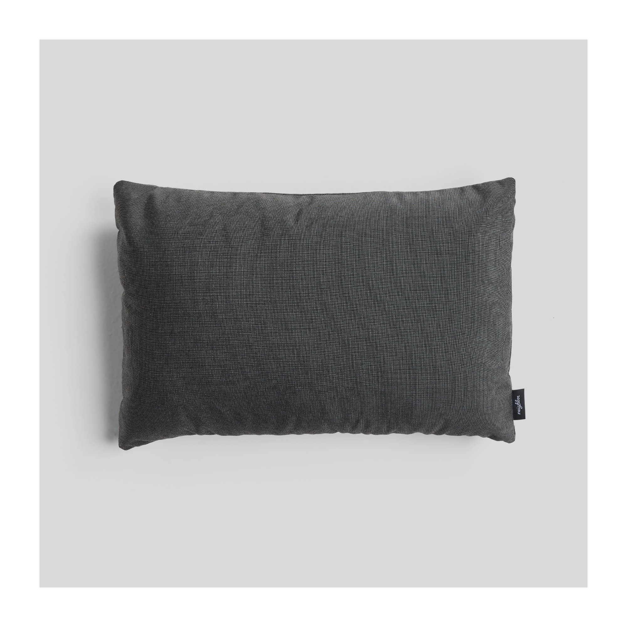 Crosshatch Sunbrella® Indoor/Outdoor Throw Pillow, Coal, Rectangular, 16"H x 24"W