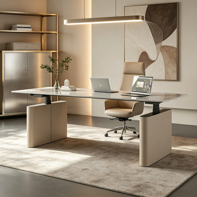 Table de travail électrique à hauteur réglable en pierre frittée italienne Italian Minimalist Light