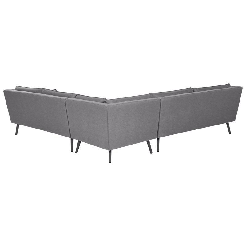 Cimarr 243cm Wide L-Shaped Metal Patio Sectional with Cushions, Grey, Grey