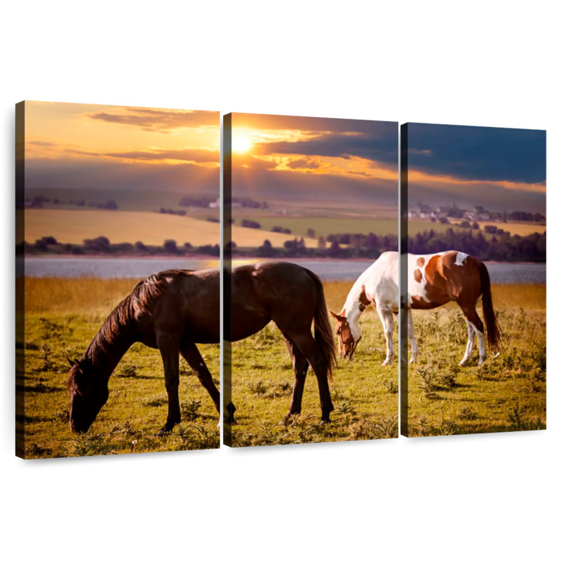 Horses On Pasture, 36" H x 57" W