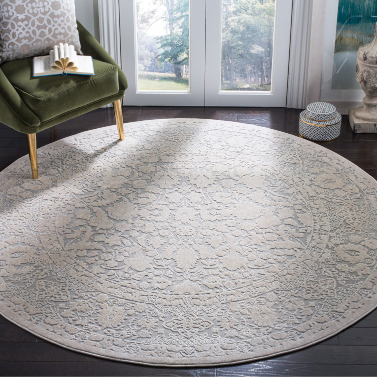 Calidia Floral Light Gray/Cream Area Rug