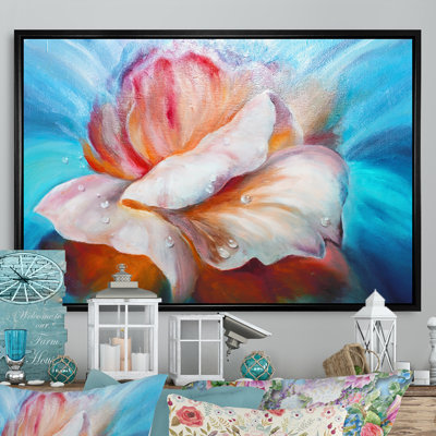 Creative Creative Waterdrop On Beige Flowers - reproduction de cadre flottant sur toile