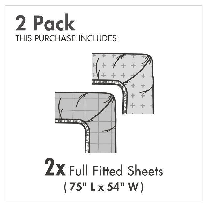 Ambesonne Tree Fitted Sheet 2-Pack Trunks of Birches Pattern Multicolor, Full Fitted Sheet
