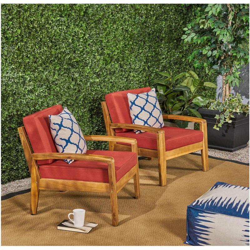 Fauteuil club simple Grenada, Rouge, Naturel
