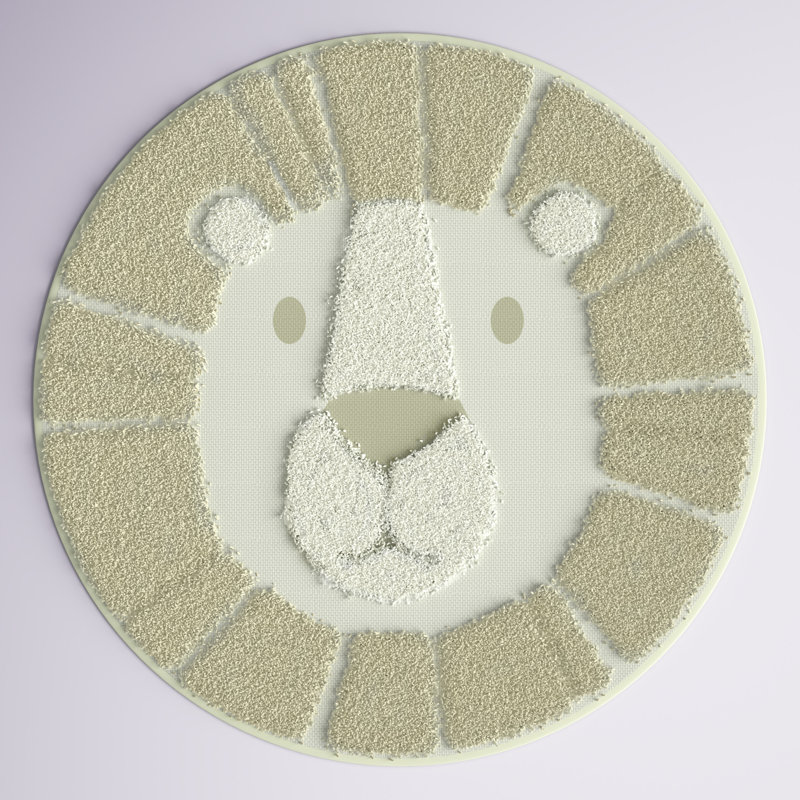 Tapis rond à poils longs Levant Lion, Tanné