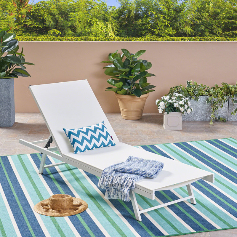 Audyn Outdoor Metal Chaise Lounge Set, White, 1
