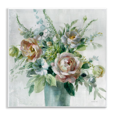 Sage & Peach Blossoms Wall Plaque Art by Danhui Nai