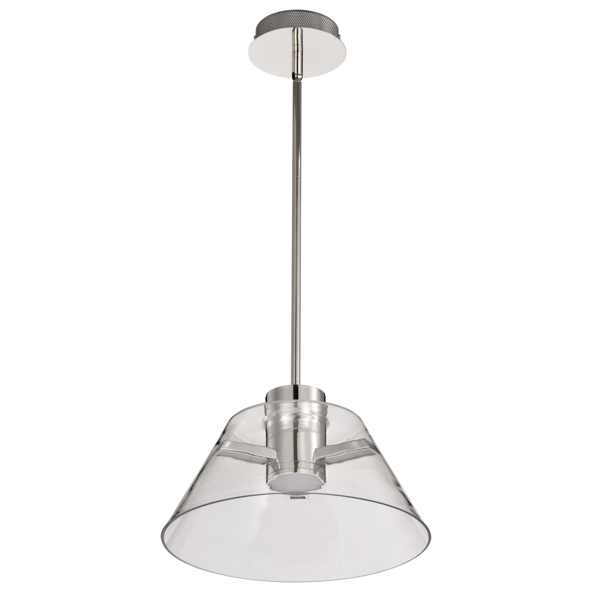 Sinclair - LED Pendant - with Clear Glass, Polished Nickel, 46.13" H x 13.63" W x 13.63" D