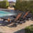 Elegant Outdoor Wicker Chaise Lounge Set Of 2, With Adjustable Backrest, Rolling Wheels, And Pull-Out Side Table For Poolside Relaxation-1463715732