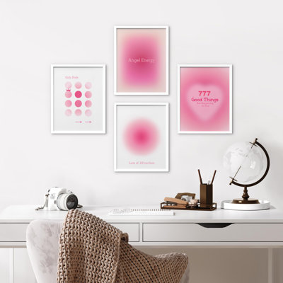 «Angel Angel Aura Motto», impression de 4 pièces encadrées sur papier