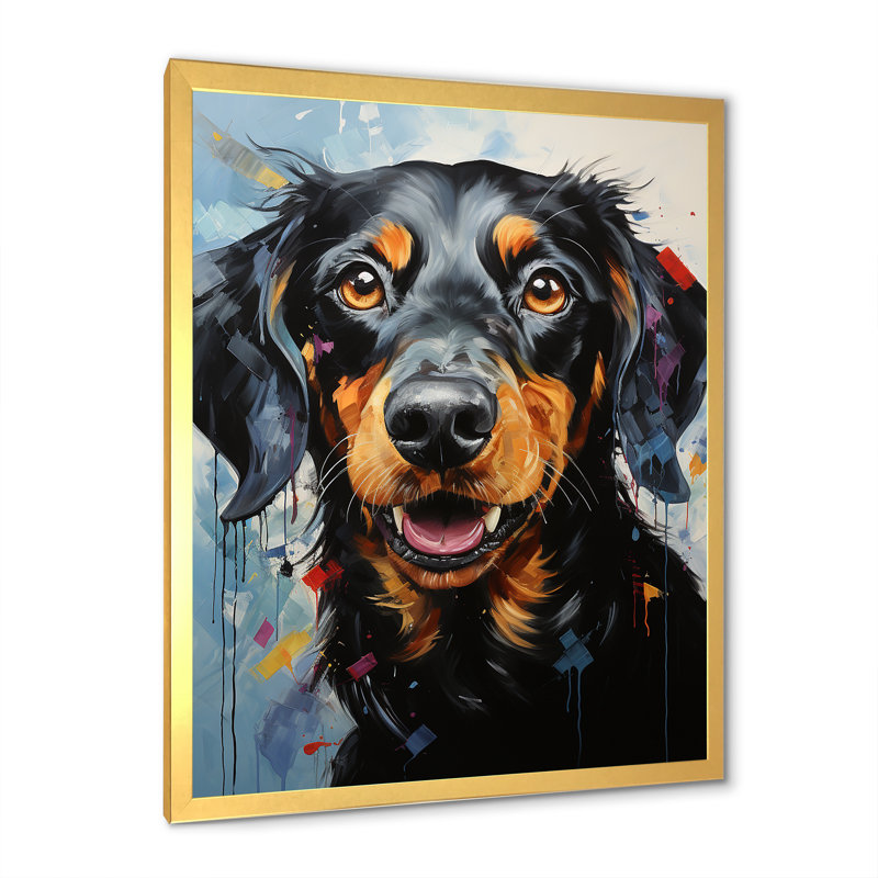 Dachshund Delight III sur impression sur toile, H 40 po x l 30 po x P 1,5 po, Cadre doré simple