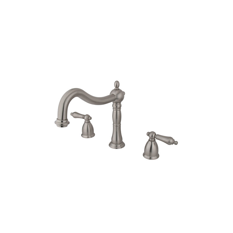 Heritage Double Handle Deck Mounted Roman Tub Faucet, Satin Nickel