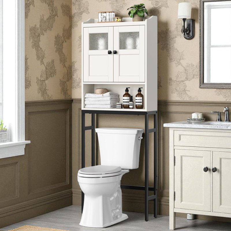 Armoire de rangement au-dessus de la toilette, rangement au-dessus de la toilette avec portes doubles et charnières douces