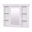 Armoire de rangement murale blanche 35 po x 28 po avec porte miroir, armoire de salle de bain moderne avec miroir, armoire à pharmacie avec 6 tablettes ouvertes