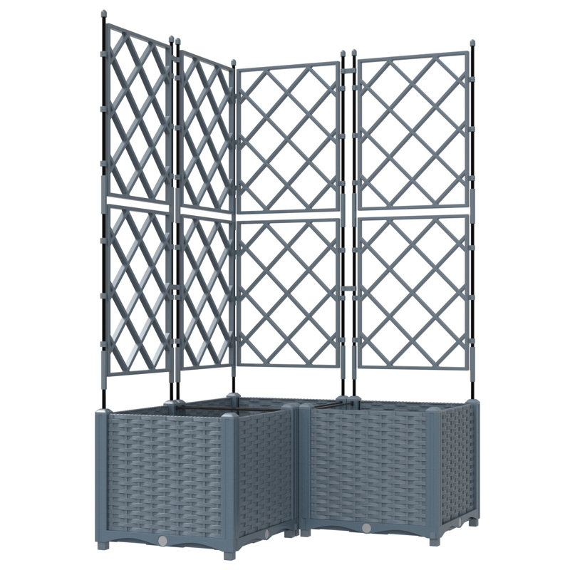 Garden Planter Steel Outdoor Container Modern Decor Terrace Stylish Pot, Grey
