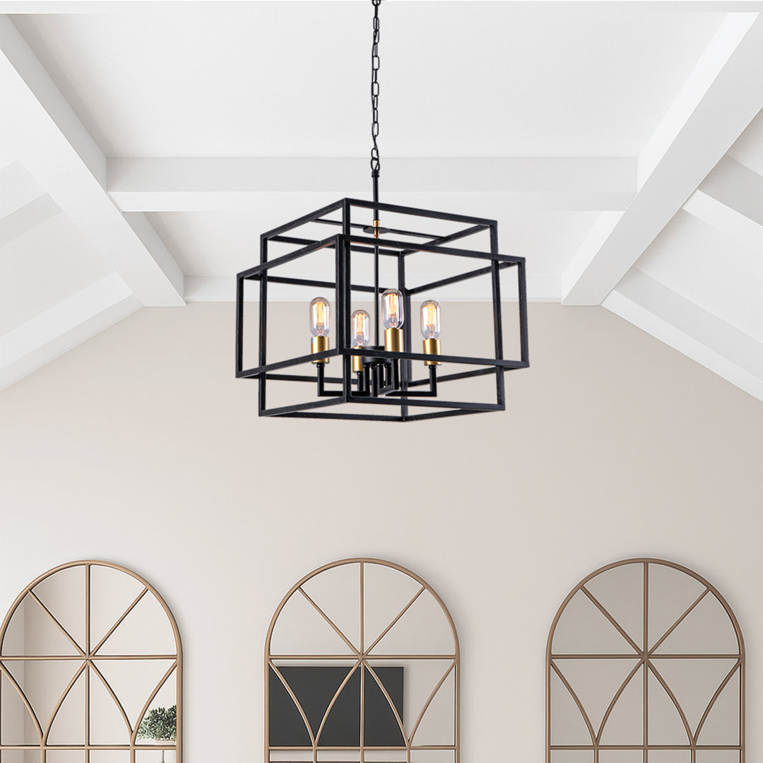 Worton 4 - Light 18"W Lantern Square Modern Chandelier for Dining Room or Living Room Willa Arlo™ Interiors 