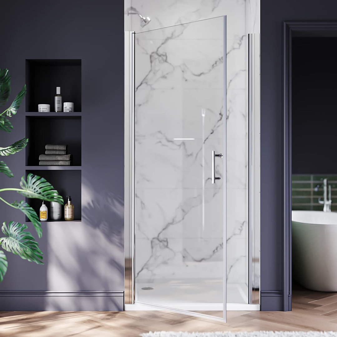 31.5'' - 33'' W x 72'' H Pivot Frameless Shower Door with Clear Tempered Glass VTI