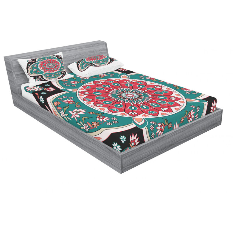 Microfiber Floral Sheet Set, Queen Sheet Set with Fitted Sheet