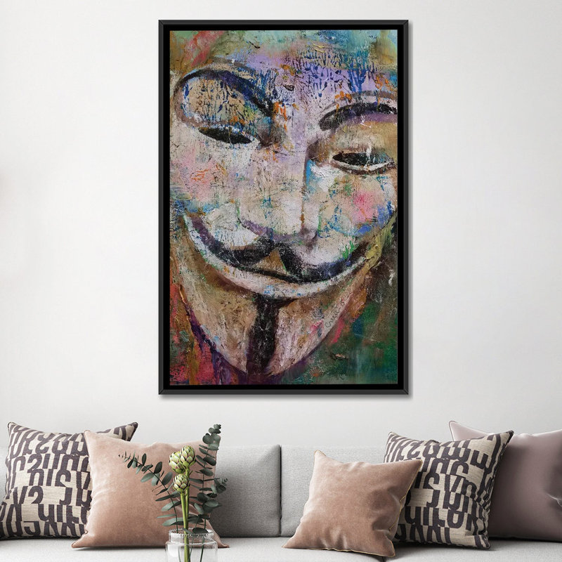 «Anonyme», impression sur toile tendue, H 26 po x l 18 po x P 1,5 po, Toile avec cadre noir, Pas de tapis