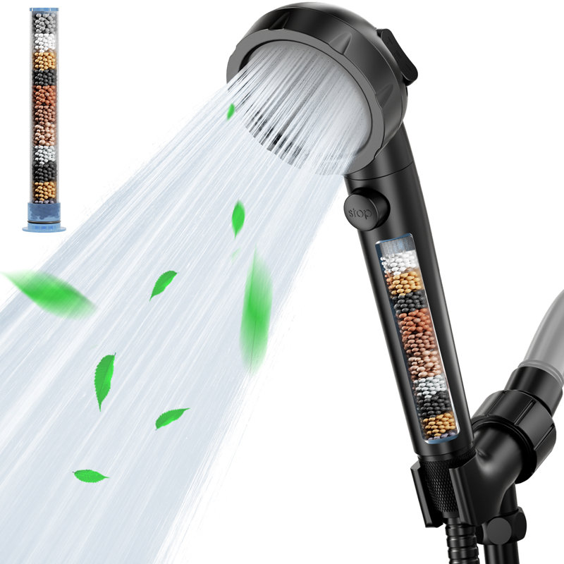 Matte Black High Pressure Filtered Handheld Shower Head With On/Off Switch, Matte Black