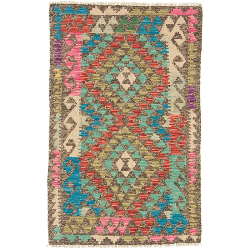 Rectangle 75 cm x 118 cm Geometric Hand Woven Kilim