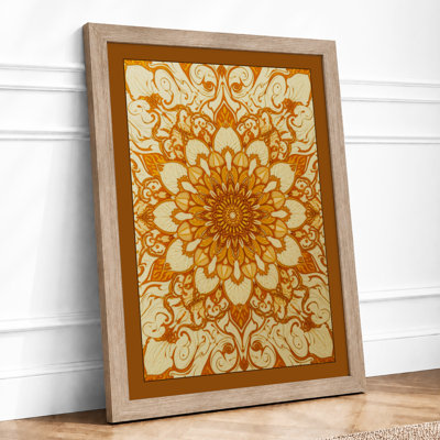 Golden Mandala Symmetry Geometric - Framed Print