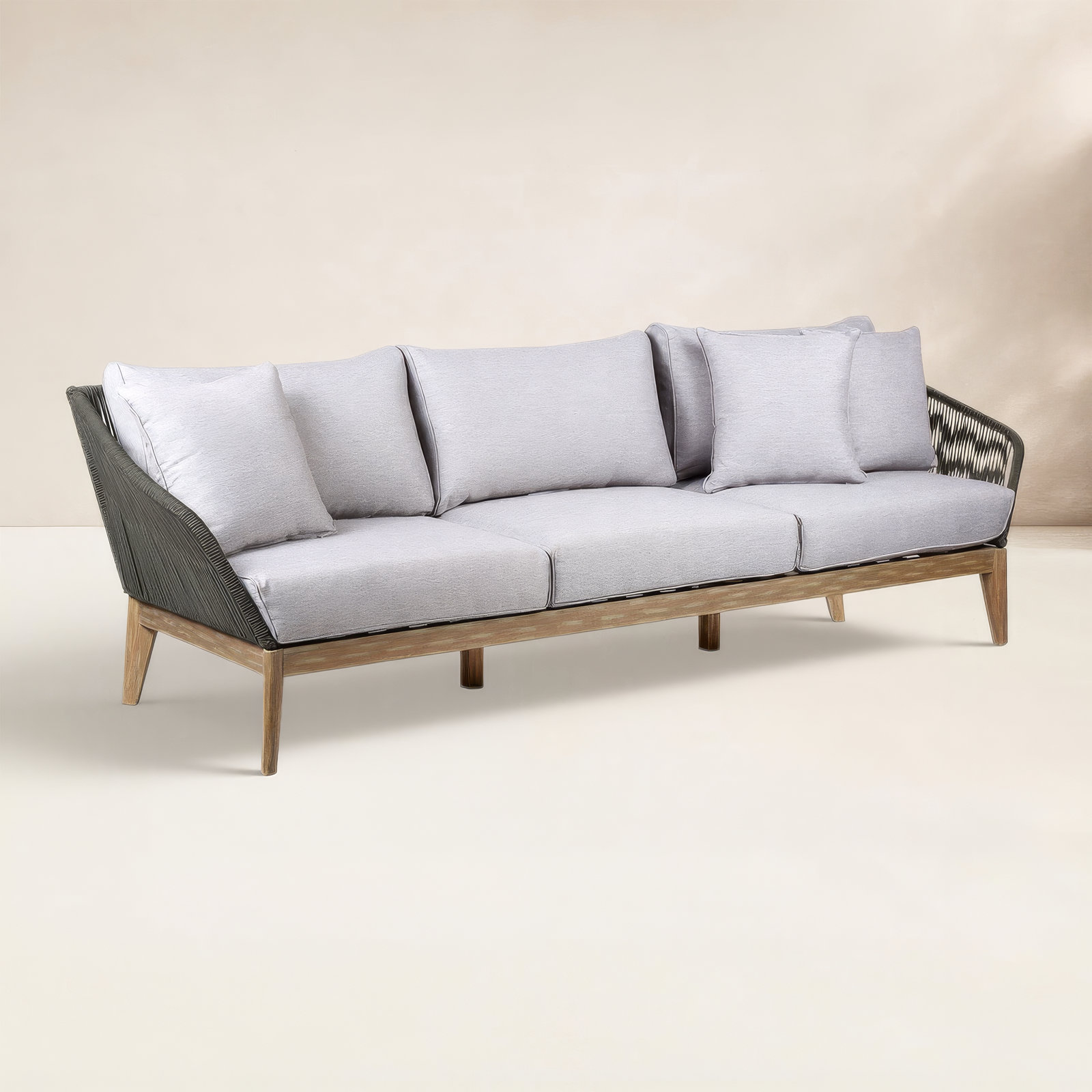 Fynn 93" Eucalyptus Patio Sofa, Light Eucalyptus