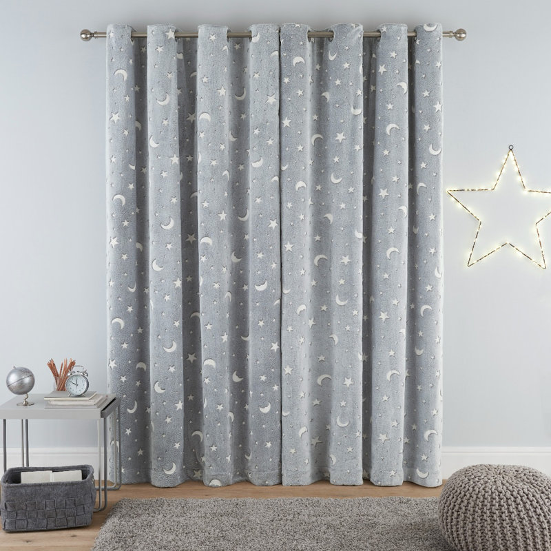 Moon And Stars Semi Sheer Curtain Panel Pair, 229 W x 229 D cm
