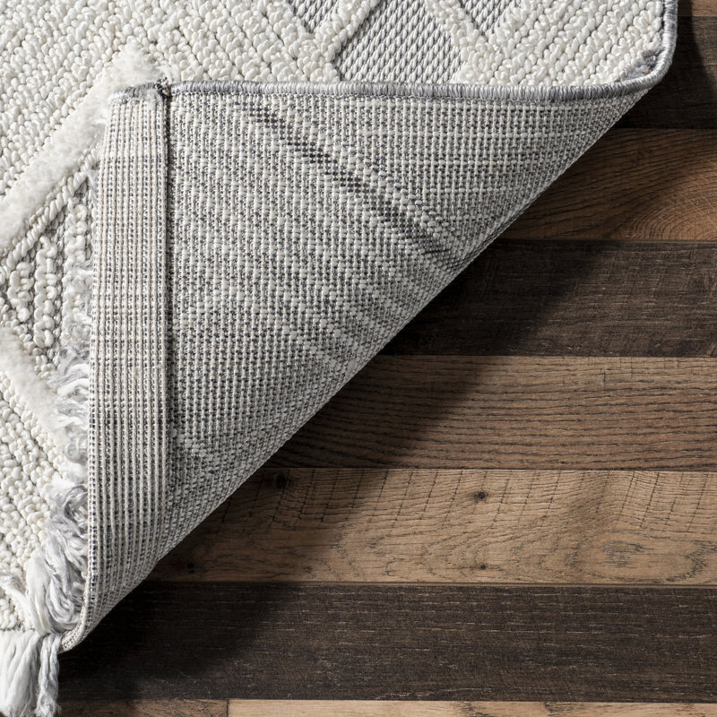 Madge Contemporary Tiled Fringe Area Rug, Rectangle 4' x 6'