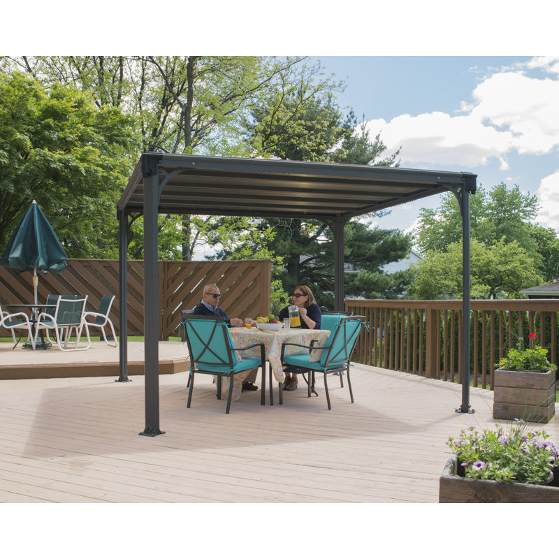 Milano 10' x 10' Gray Aluminum and Bronze Polycarbonate Gazebo