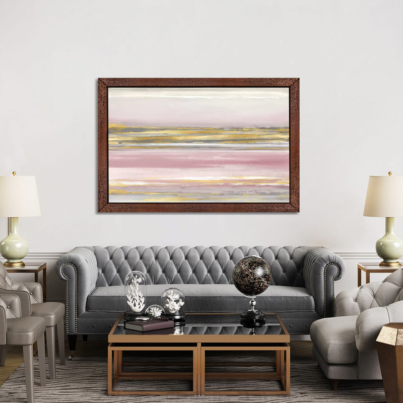 Subtle Reflections With Blush by Allie Corbin - Painting on Canvas, 152.5 cm H x 101.5 cm W, Brown Framed