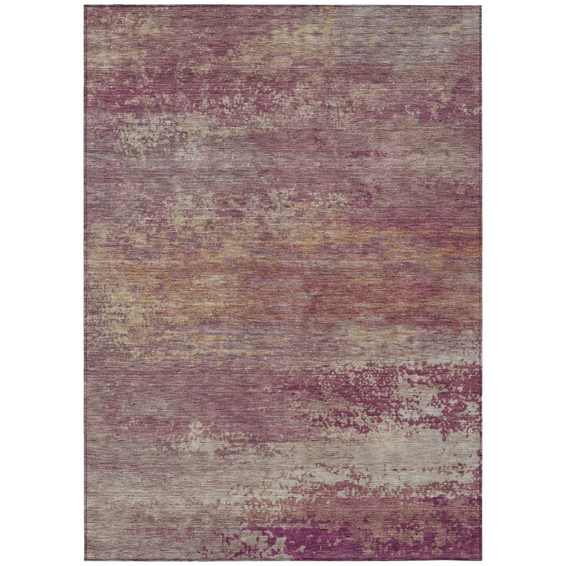 Tapis d'extérieur lavable beige et rosé 9 pi x 12 pi Merlot