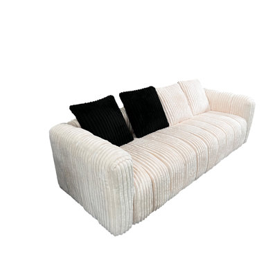 Tissu blanc de 82,68 pouces avec sièges à rebond élevé, ressorts en serpentine en acier et look classique pour les coussins de salon, installation facile