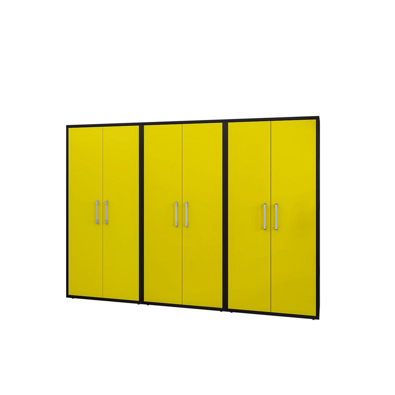 Aseem 3 Piece Single Storage Cabinet ( 73.43'' H x 106.29'' W x 17.72'' D), Black/Yellow