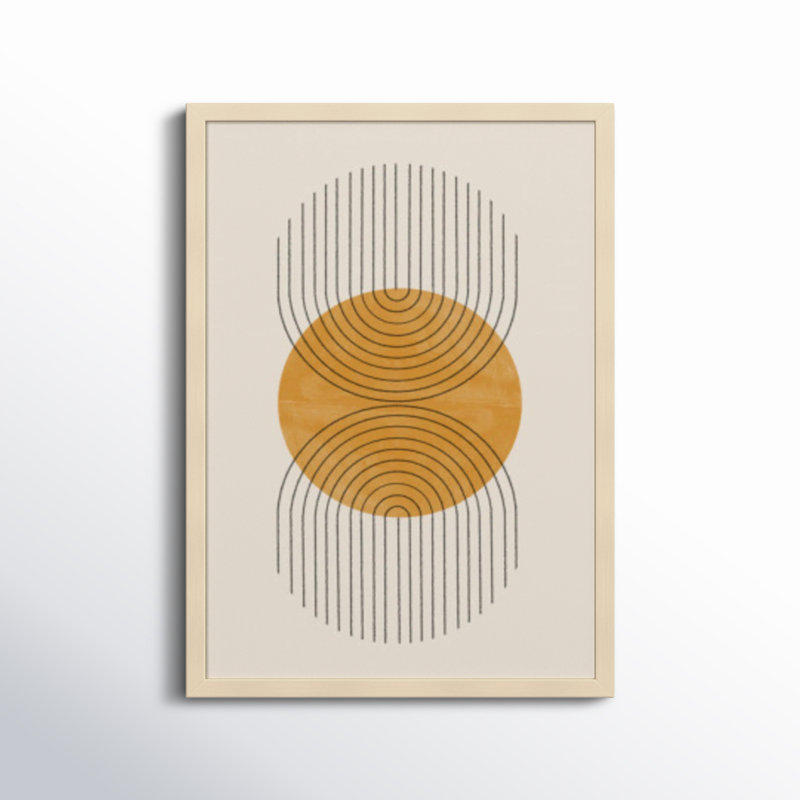 Perfect Point Yellow by The MIUUS STUDIO, 21" H x 15" W x 1" D, Brown Framed