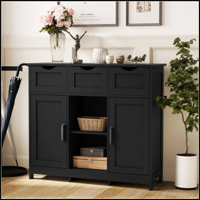 Armoire de plancher en bois avec tiroirs et tablettes, solution de rangement durable et élégante pour l'organisation à la maison