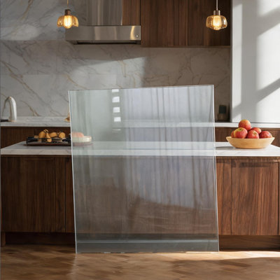 Plateau de table de salle à manger carré en verre trempé, 31,49 pouces, finition transparente, 4 sièges, style moderne minimaliste