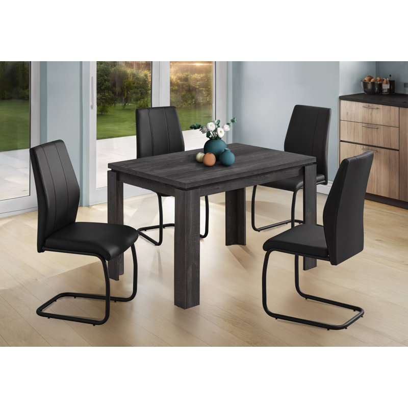 Table de salle à manger, rectangulaire, 48 po, petite, cuisine, salle à manger, contemporaine, Noir