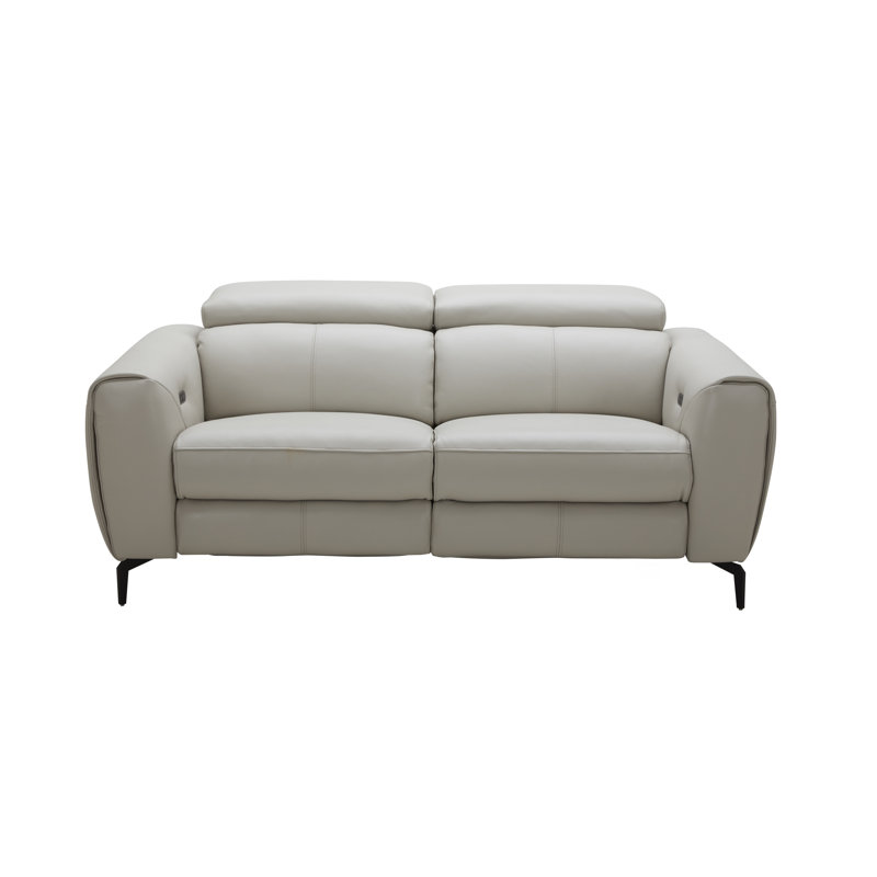 Genuine Leather Square Arm Reclining Sofa, 30" H x 70" W x 41" D , Gray Top Grain Leather