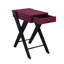 Table d'appoint contemporaine avec plateau bordeaux foncé, élégants pieds noirs en forme de « X », poids : 9,2 kg, hauteur : 60 cm, largeur : 32,5 cm