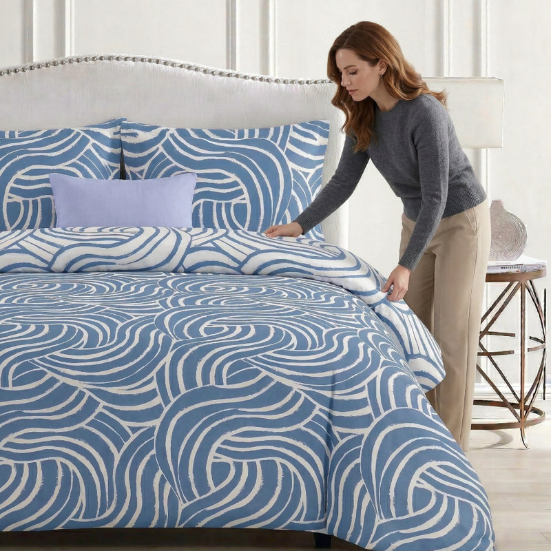 Buyse Printed Reversible Duvet Cover Set with Pillowcases Quilt Cover Soft and Breathable