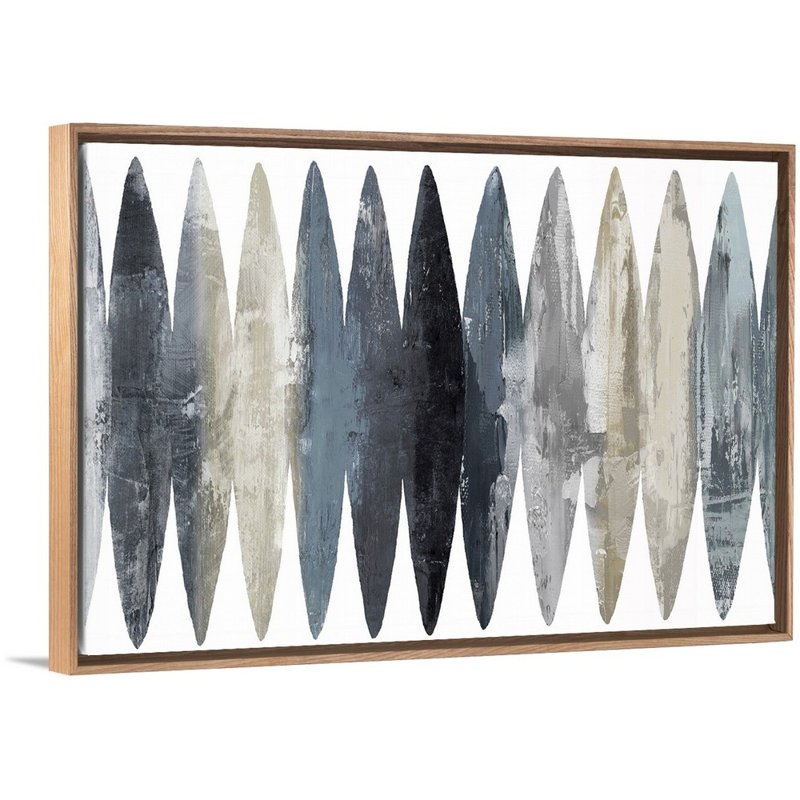 " Abstract Surfboards Grey " by David Moore Painting Print, Picture Framed Canvas, 13.25" H x 19.25" W, Natural Floating