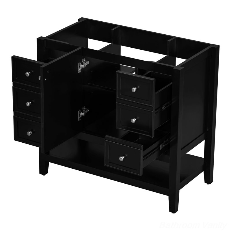 Meuble-lavabo, une armoire et trois tiroirs, Noir