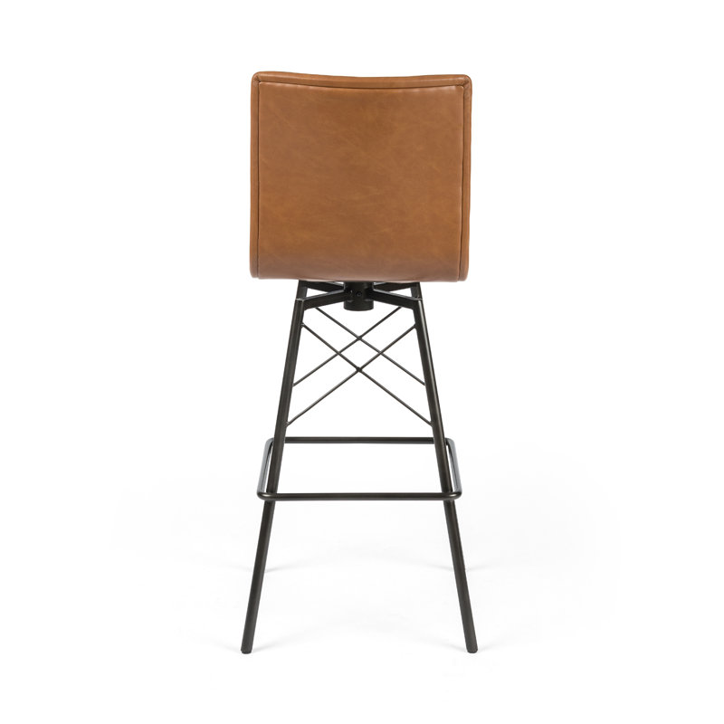 Diaw Swivel Upholstered Stool with Metal Frame, Sonoma Butterscotch Top Grain Leather, Bar Stool (30.25" Seat Height)