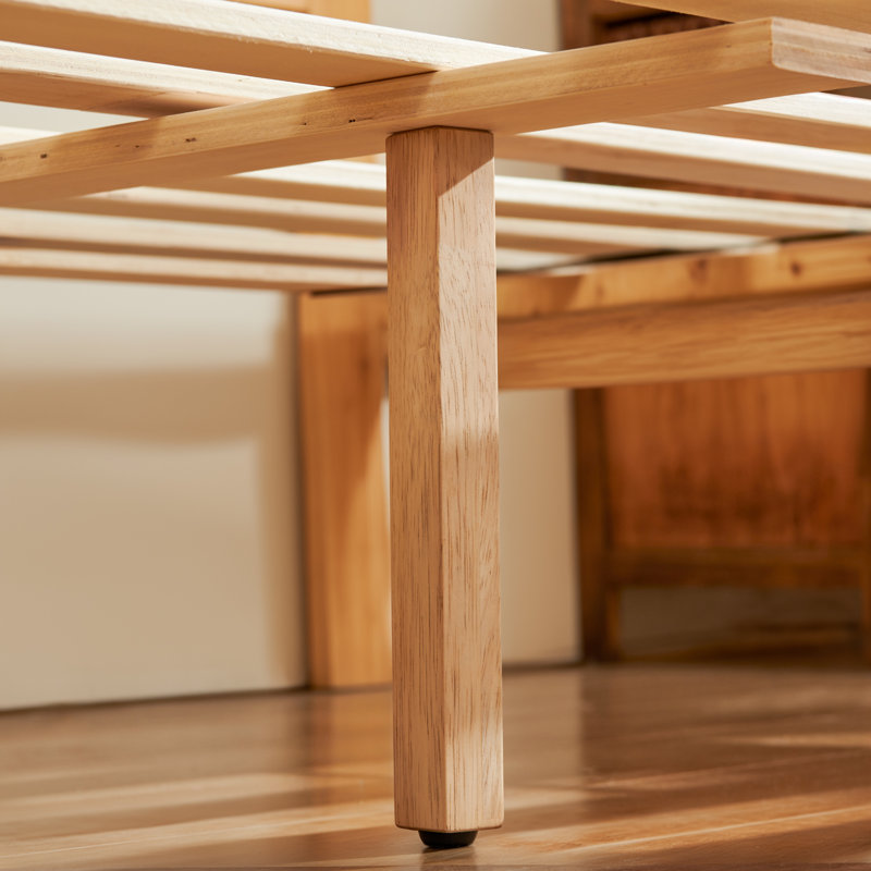 12 Inch Solid Wood Platform Bed Frame with Headboard, No Box Spring Needed and Easy Assembly, Natural, King