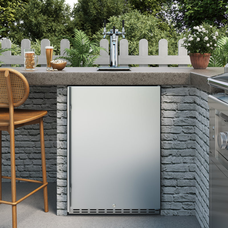 EdgeStar 24" Stainless Steel Triple Tap Outdoor Kegerator with Locking Door