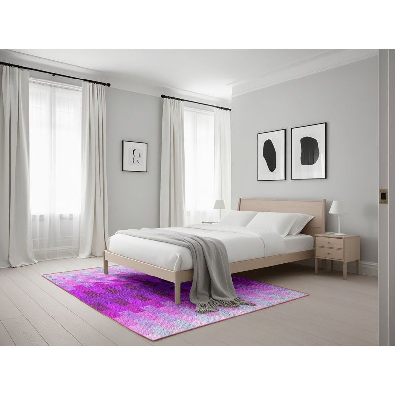Tapis mauve à motif géométrique Kifer, Rectangle 5 pi x 7 pi